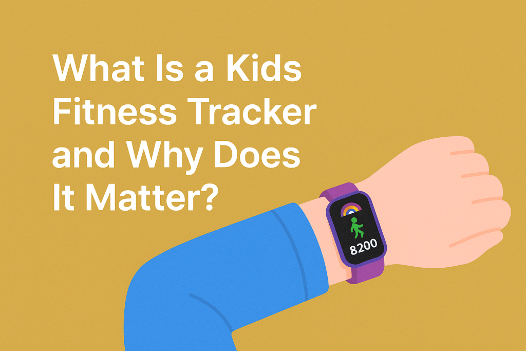 child using a kids fitness tracker outdoors
